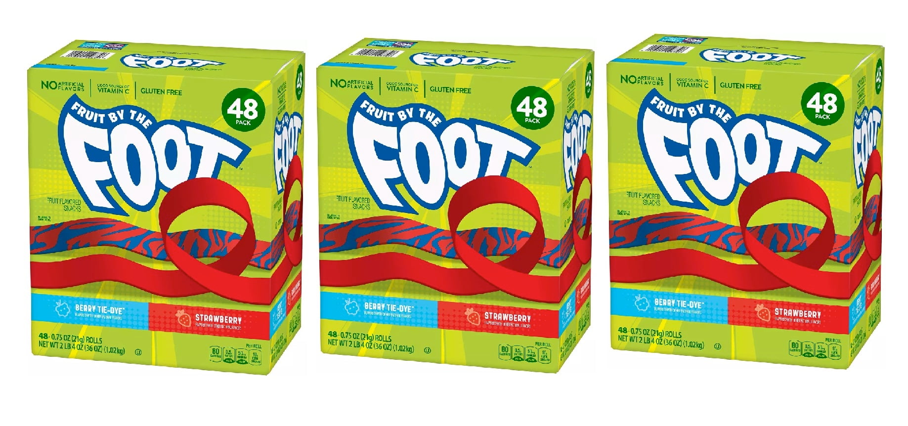 Fruit By The Foot Snacks Berry Tie Dye And Strawberry Variety Pack 48 Ct 3pk 3950