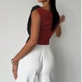thumbnail image 3 of AUNVITO Women's Summer Tank Top Asymmetric Shoulder Sleeveless V-Neck Fitted Casual Minimalist Style, 3 of 4