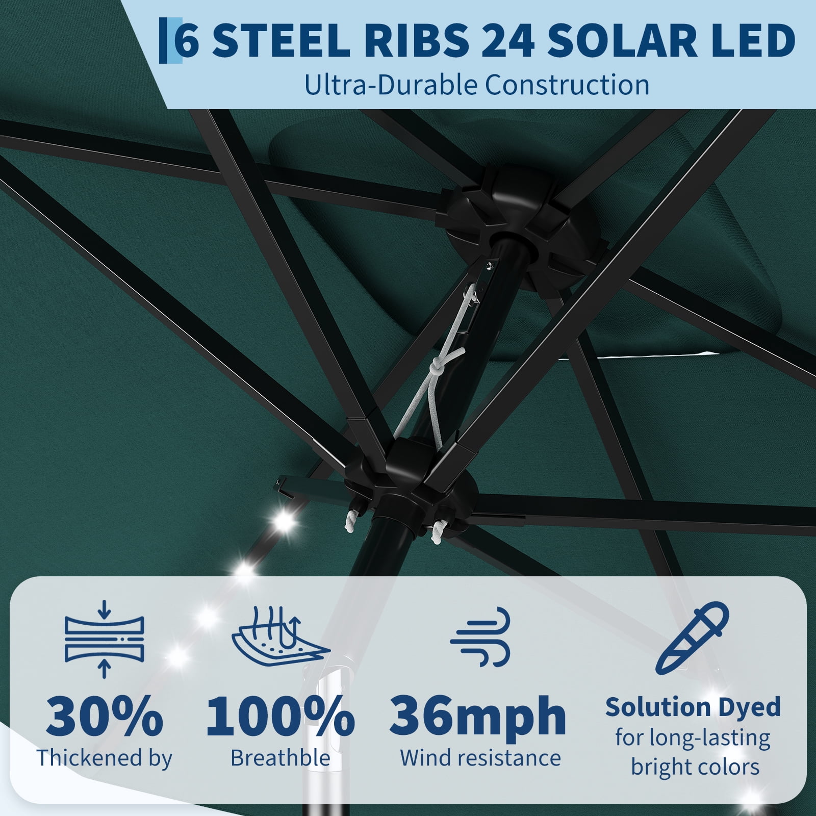 10' x 6.5' Rectangular Patio Umbrella, Outdoor Table Umbrella with Crank and Push Button Tilt, Market Umbrella Sun Umbrella with 6 Sturdy Ribs Tilt for Garden, Deck, Lawn, Pool