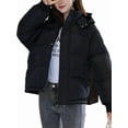 thumbnail image 2 of Women Puffer Jacket Winter Warm Coats Hooded Quilted Jackets with Removable Hood Black M, 2 of 8