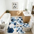thumbnail image 2 of Blue and Gold Marble Pattern Bathroom Rug Set 4 Piece,Includes Contour,Lid Cover,Bath Mat,Non-Slip Extra Soft Absorbent Washable, 2 of 4