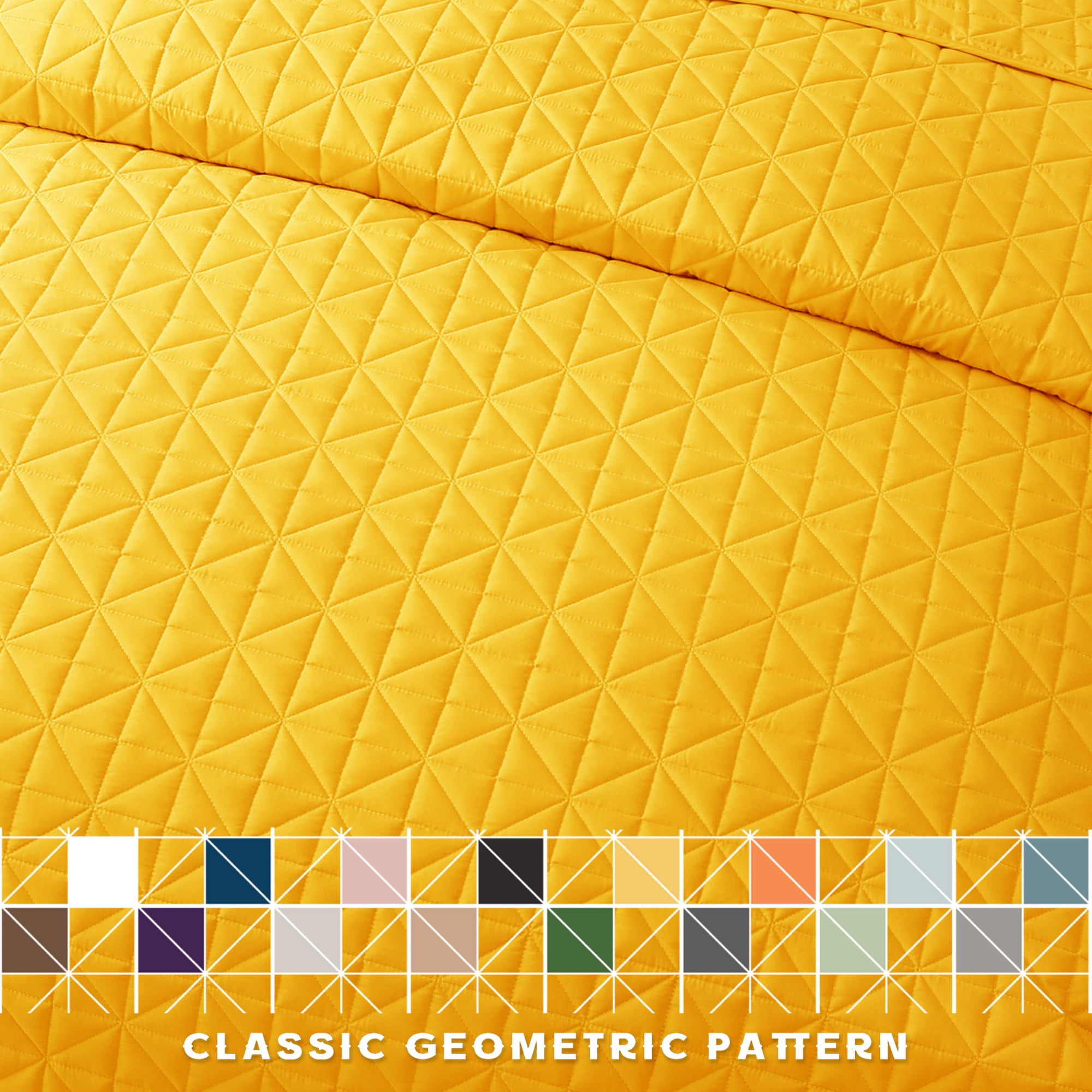 Exclusivo Mezcla Twin Quilt Bedding Set, Lightweight Soft Yellow Twin Bedspreads Coverlets with Geometric Stitched Pattern