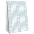 thumbnail image 2 of Ships Next Day Canvas Wall Art 12"x16",Sky Blue Striped Coastal Wood Framed Canvas Print Painting,Nautical Beach Starfish Shell Ready to Hang Small Picture Wall Decor for Bathroom Hallway Dining Room, 2 of 9