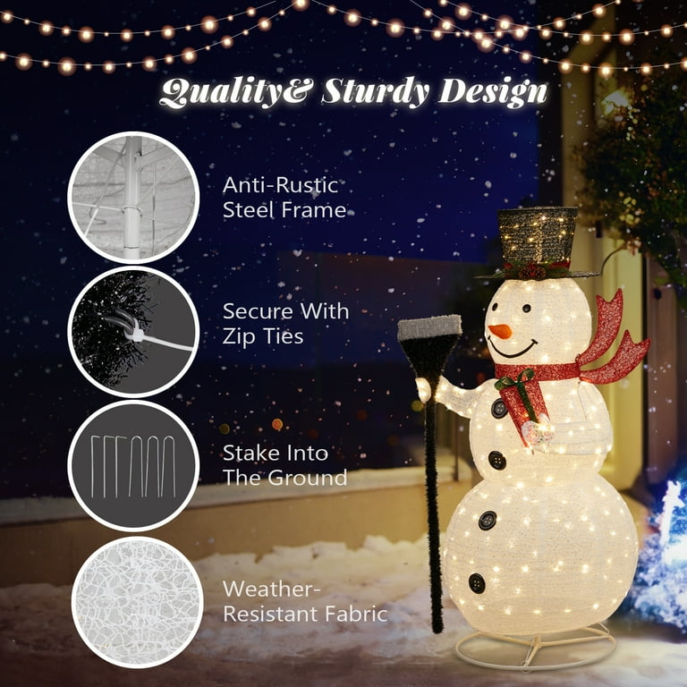 Ktaxon 5FT Snowman Christmas Lighted Snowman with Broom Outdoor