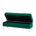 thumbnail image 4 of SYTHERS Storage Ottoman Bench, Hold up to 500 Ibs Velvet Storage Stool, 56" x 19" x 18" Sofa Bench for Bedroom, Living Room, Hallway, Green, 4 of 6