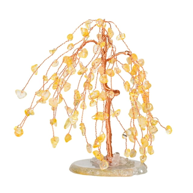 Decodeary Exquisite Tree Decoration - Good Wishes And Meaningful Home Or Office Ornament Safe Tree Desktop Yellow 1Set