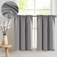 thumbnail image 4 of Curtainking Kitchen Curtains Waffle Textured Grey Tier Curtains 36x24 inch for Bathroom 2 Panels Rod Pocket Short Curtains, 4 of 8