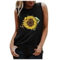 thumbnail image 1 of Pompotops Mode T-shirt Décontracté Sans Manches à Col Rond Imprimé Lettre pour Femmes Été, 1 of 4