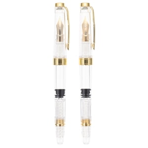 2Pcs Stylos de fontaine transparent Stylo de fontaine portatif Stylots de fontaine Piston Stylets de calligraphie