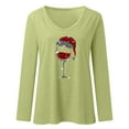 thumbnail image 3 of Fiaer Christmas White Long Sleeve Shirts for Women V Neck Shine Glass T Shirts Plus Size Loose Fit Tops Green S, 3 of 4