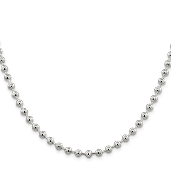 White Sterling Silver chain Ball (Beaded) 16 in 5 mm
