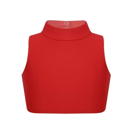 iEFiEL Kids Girls Mock Neck Dance Crop Top Gym Yoga Workout Tank Top Sports Bra Active Shirt Tees Red 12