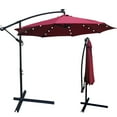 thumbnail image 4 of SYNGAR 10ft Outdoor Patio Umbrella, LED Solar Power Hanging Umbrella with Solar Panel, 24 LED Bulbs, Crank & Cross Base, UV Protection Patio Offset Umbrella for Yard, Garden, Poolside, Burgundy, D106, 4 of 8
