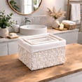 thumbnail image 2 of Evideco French Home Goods Handles Wicker Storage Baskets with 4 Pieces, White (4 Pack), 2 of 6