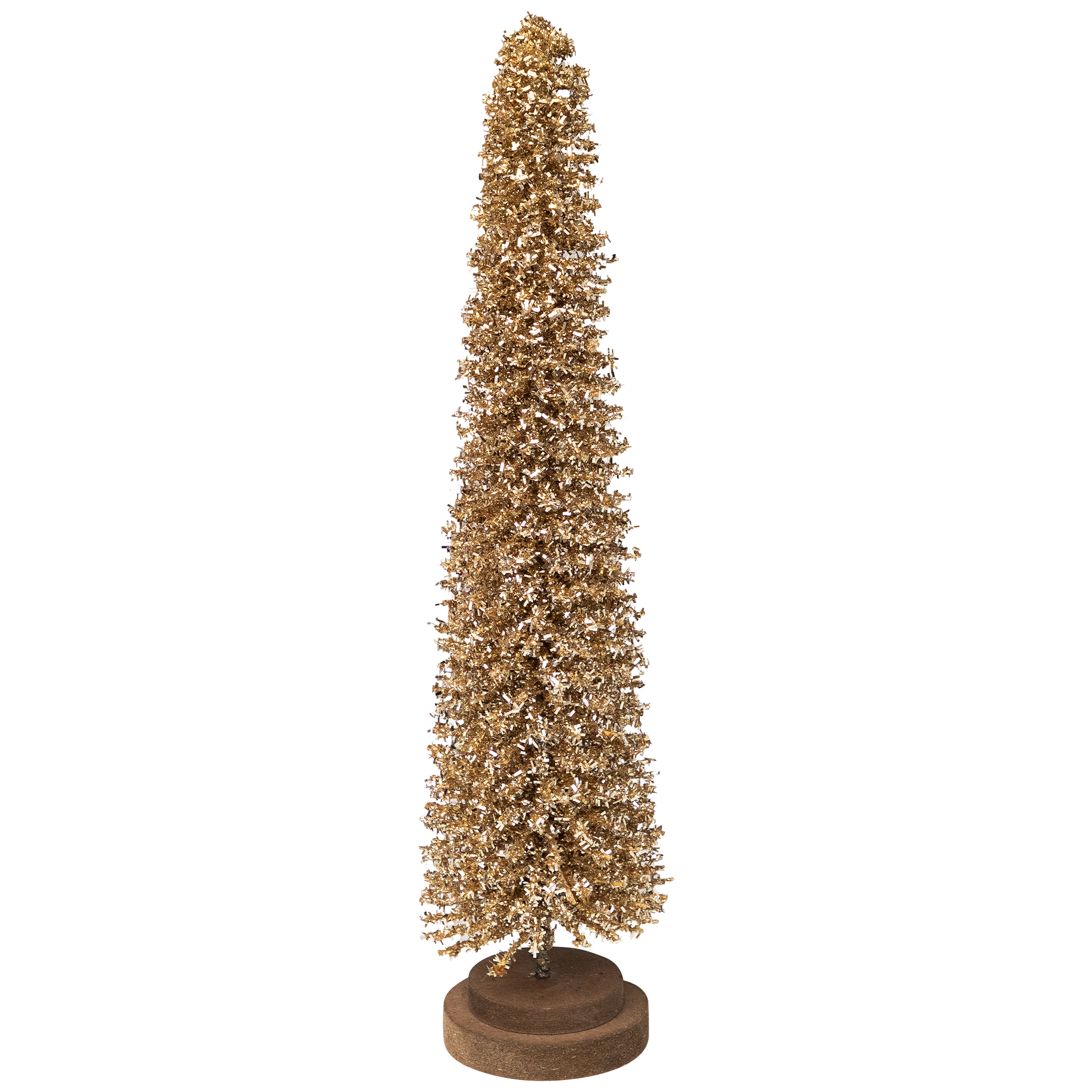 Glittered Tinsel Tree Christmas Decorations - 19.5" - Gold - Set of 2