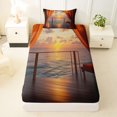 thumbnail image 3 of jejeloiu Sunset Ocean Twin Sheets,Hawaii Sea Holiday Bedding For Boys,Orange Black,3 Pieces,1 Fitted Sheet and 1 Pillowcase, 3 of 6