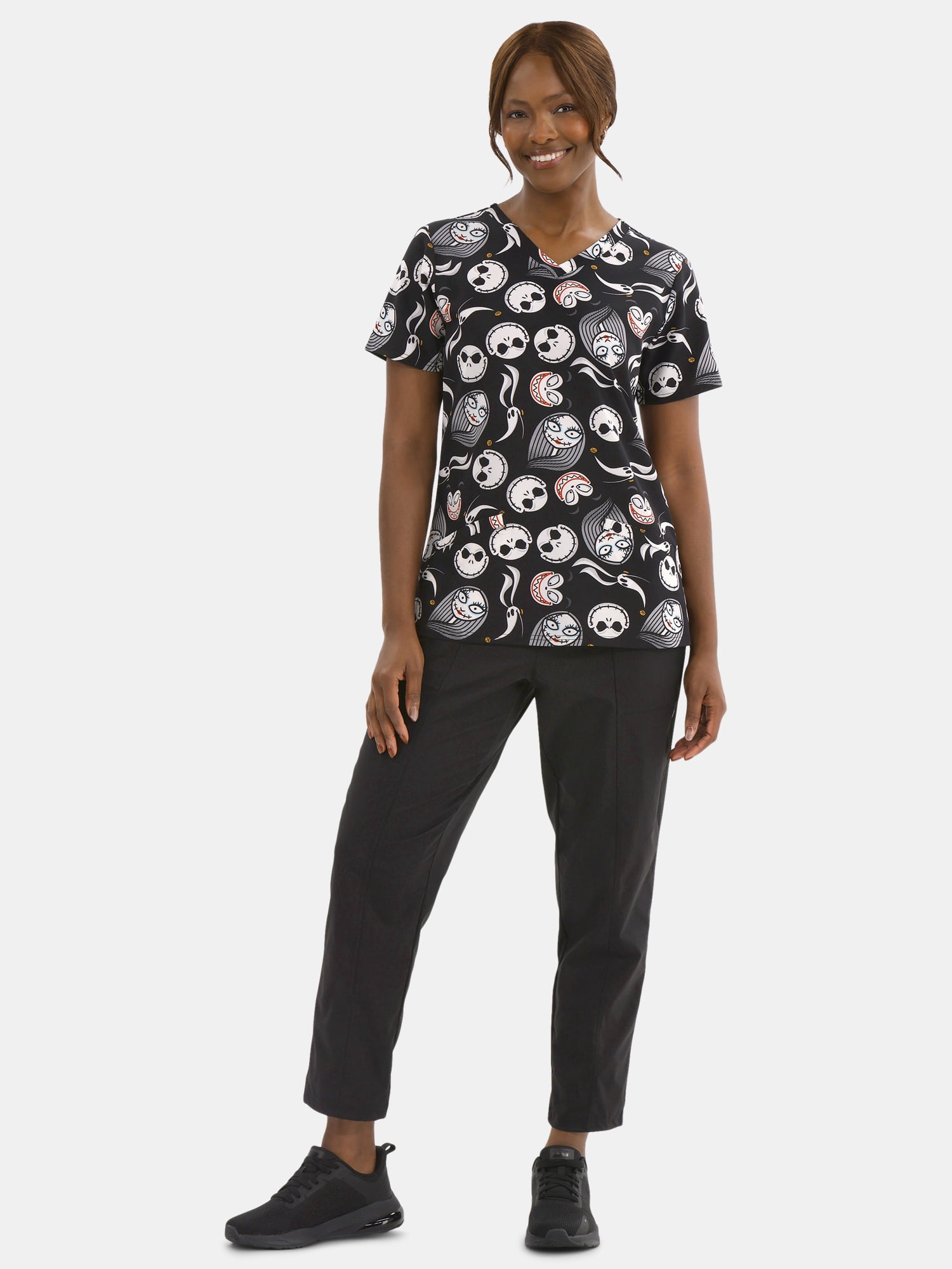 Nightmare Before Christmas Women's Graphic Scrub Top, Sizes S-3XL