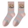 thumbnail image 1 of LckLvx Ruffle Socks for Women Cute Frilly Knit Socks with Bow Solid Color Casual Mid Calf Socks, 1 of 3
