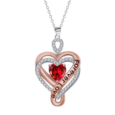Rynsito Mother's Day Gifts for Women, I Love You Forever Necklace Sterling Silver Heart Birthstone Pendant Necklace, Jewelry Gifts for Mother Wife Daughter