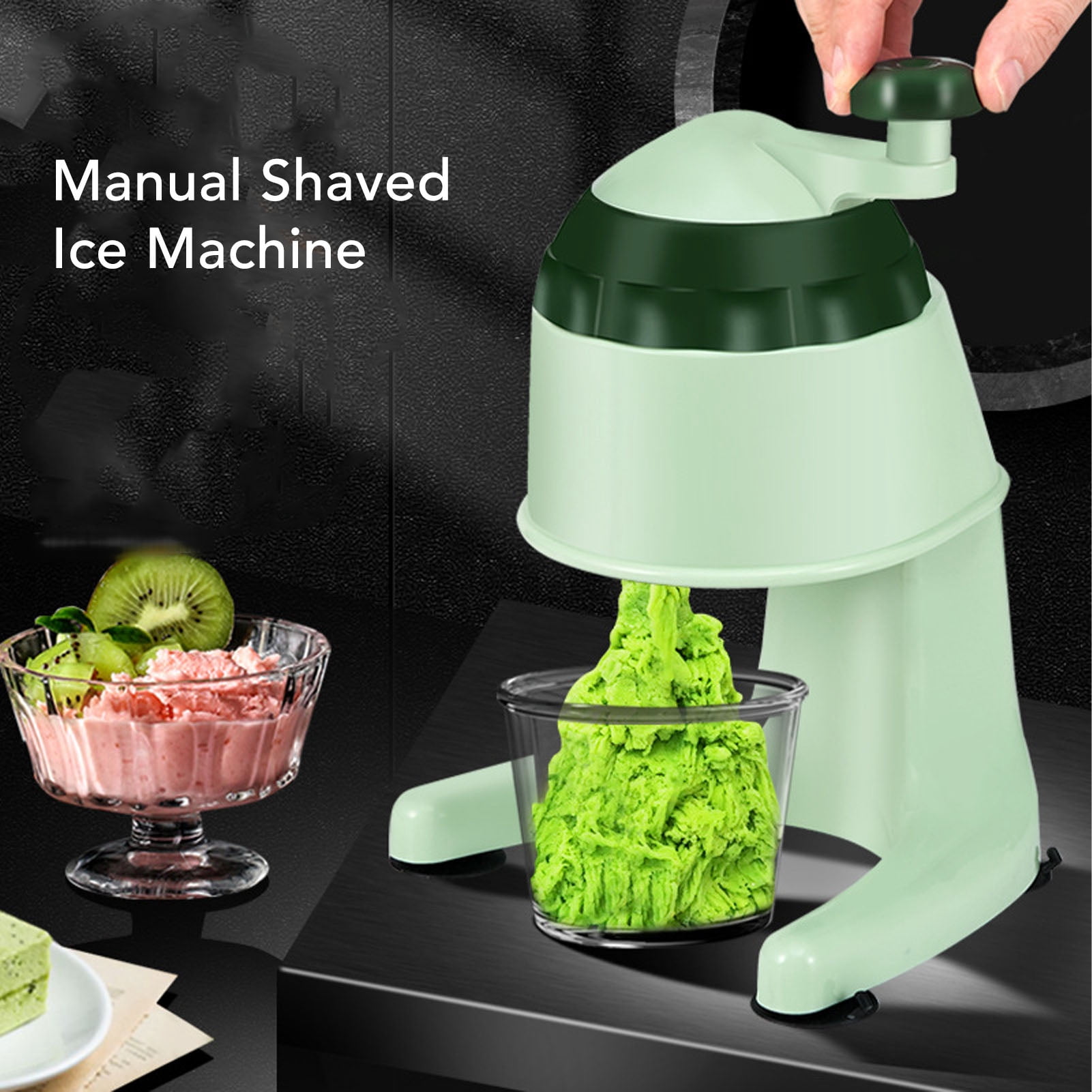 Yajisi Manual Shaved Ice Machine Portable Hand Crank Snow Cone Maker for Home Kitchen, Camping and Parties, Small Professional Ice Crusher Tool (7.87 x 7.87 x 6.69 inches / 20 x 20 x 17 cm)