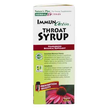 Nature's Plus - Herbal Actives Immunactin Throat Syrup Natural Fruit/Menthol - 4 oz.