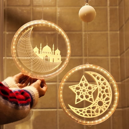 

Hariumiu Night Light Exquisite Pattern Battery Operated Soft Lighting Energy-saving Non-Glaring Decorative Acrylic Moon Castle Night Light Hanging Lamp Party Supplies