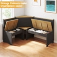 thumbnail image 4 of Breakfast Nook Kitchen Corner Dining Table Bench Chair Set, Space-Saving 3-4 Seat L-Shape Farmhouse Mid Century Modern Style for Family Home Black Wood, 4 of 9