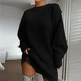 thumbnail image 2 of BODOAO Sweater Dresses for Women 2025 Mid Length Dress with Shoulder Sleeves and Half Turtleneck Sweater Fall Fashion Mock Neck Long Lantern Sleeve Oversized Outfits Knit Sweater Tops Black 3Xl, 2 of 3
