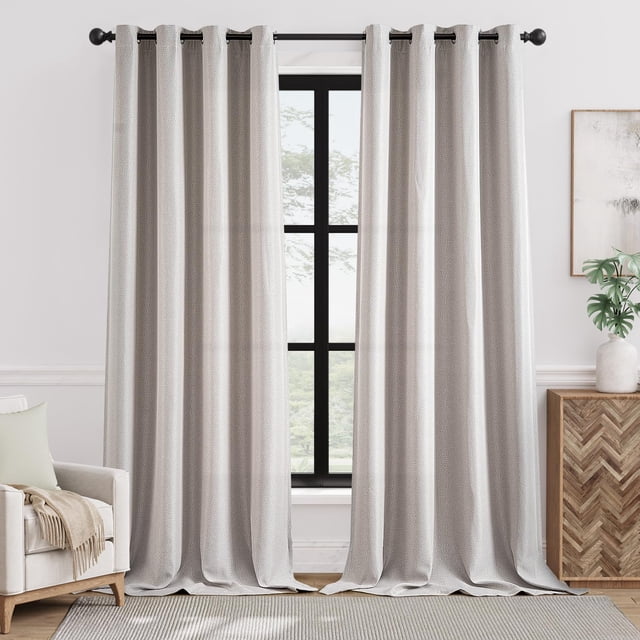 Cortina Jinchan con Textura de Lino para Oscurecer Habitaciones 275 cm Blanca