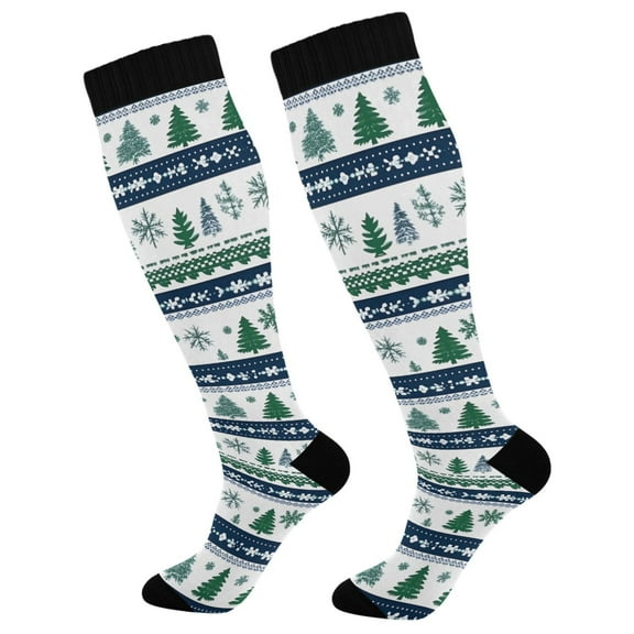 joogoo Winter Christmas Snowflake Long Socks Women Men Knee High Sock