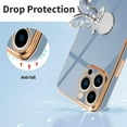 thumbnail image 3 of Designed for iPhone 13 Pro Max Case with Ring Holder Luxury Plating Butterfly Hidden Stand Cover Soft TPU Full Camera Protective Phone Case for Women Girls-Blue, 3 of 12