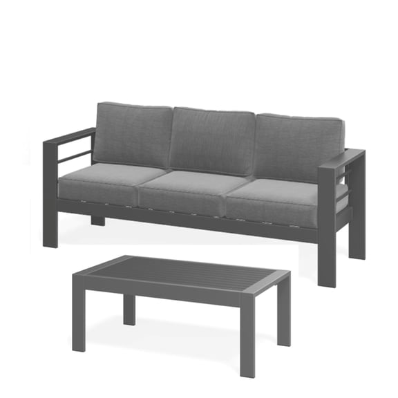 KIOOTTO Outdoor Sofa and Coffee Table Set, Gray