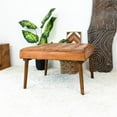 thumbnail image 2 of Pemberley Row Genuine Italian Leather Tan Ottoman Square Button Tufted 30" Unassembled, 2 of 6