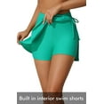 thumbnail image 6 of Charmo Womens Swim Skirt Built in Shorts Drawstring Swimsuit Bottom with Side Pocket, 6 of 8