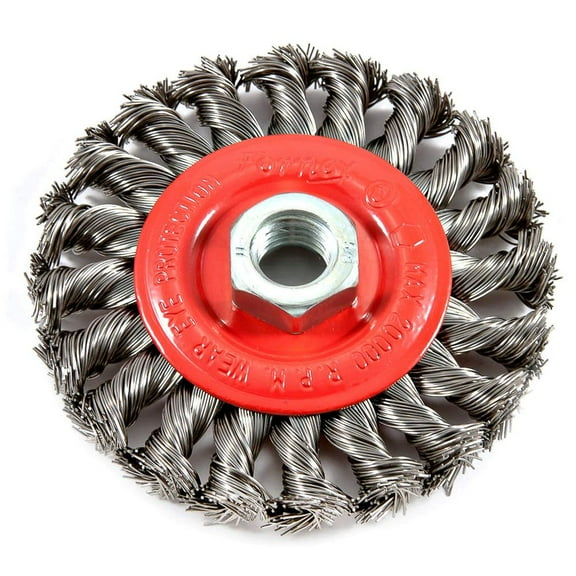 Forney Industries Wire Wheel, Knotted, 4 in x .020 in x 5/8 in-11 Arbor