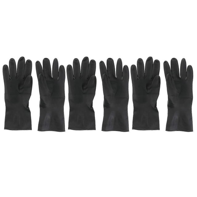 3 Pairs Barber Hair Dye Gloves Anti-slip Waterproof Hand Protectors Hairdressing Supplies Hair Beauty Tools for Women Men - Size S (Black)
