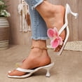 thumbnail image 5 of Dakaela Women's Flower Thong Sandals Square Open Toe Flip Flop Kittens Heels 2026 Dressy Vacation Summer Casual Slides Shoes Mules Size 6-10 White, 5 of 8