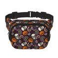 thumbnail image 1 of Fotbe Halloween With Skull Cangurera Cuadrada con Estampado de Doble Capa, Bolsa de Cintura Ajustable Mini para Hombres y Mujeres, 1 of 9