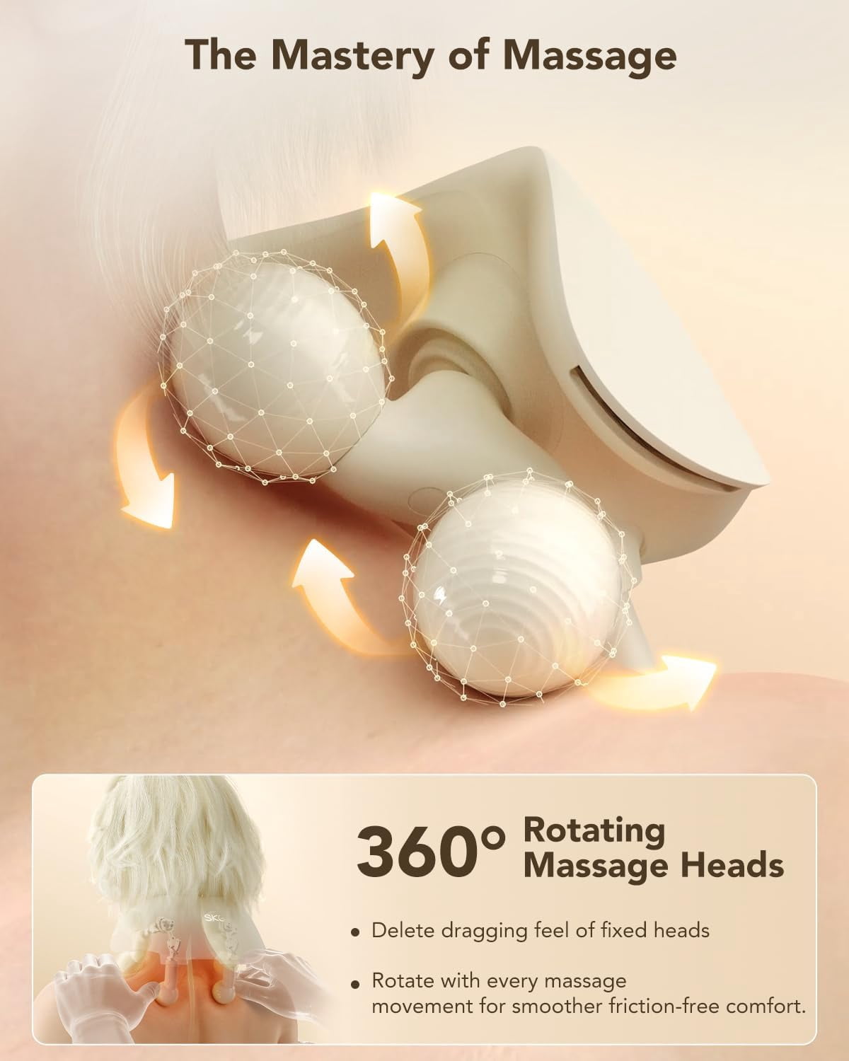 SKG Cordless Neck Massager, Portable Electric Device Featuring Multiple Intensity Levels and Comfortable Warm Function, Designed for Daily Relaxation at Home or Office