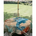 thumbnail image 3 of Outdoor Tablecloth with Umbrella Hole Zipper Sea Seahorse Coastal Round Tablecloth 60" Waterproof Outside Table Cloth Brown Nautical Summer Coral Vintage Patio Table Cover Tablecloths for Picnic, 3 of 8