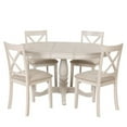 thumbnail image 6 of Modern Dining Table Set, 5-Piece Farmhouse Wooden Round Extendable Dining Table Set with 4 Upholstered Chairs, Family Kitchen Furniture, Table for Dining Room, Restaurant, Antique White, 6 of 7