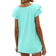 thumbnail image 6 of Womens Summer Tops Ruffle Short Sleeve V Neck T-Shirts Casual Loose Fit, 6 of 6