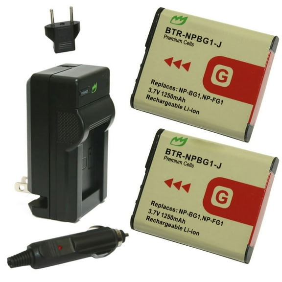 Replacement for Sony Cyber-shot DSC-H3 Battery (2-Pack, 1250mAh) and Charger