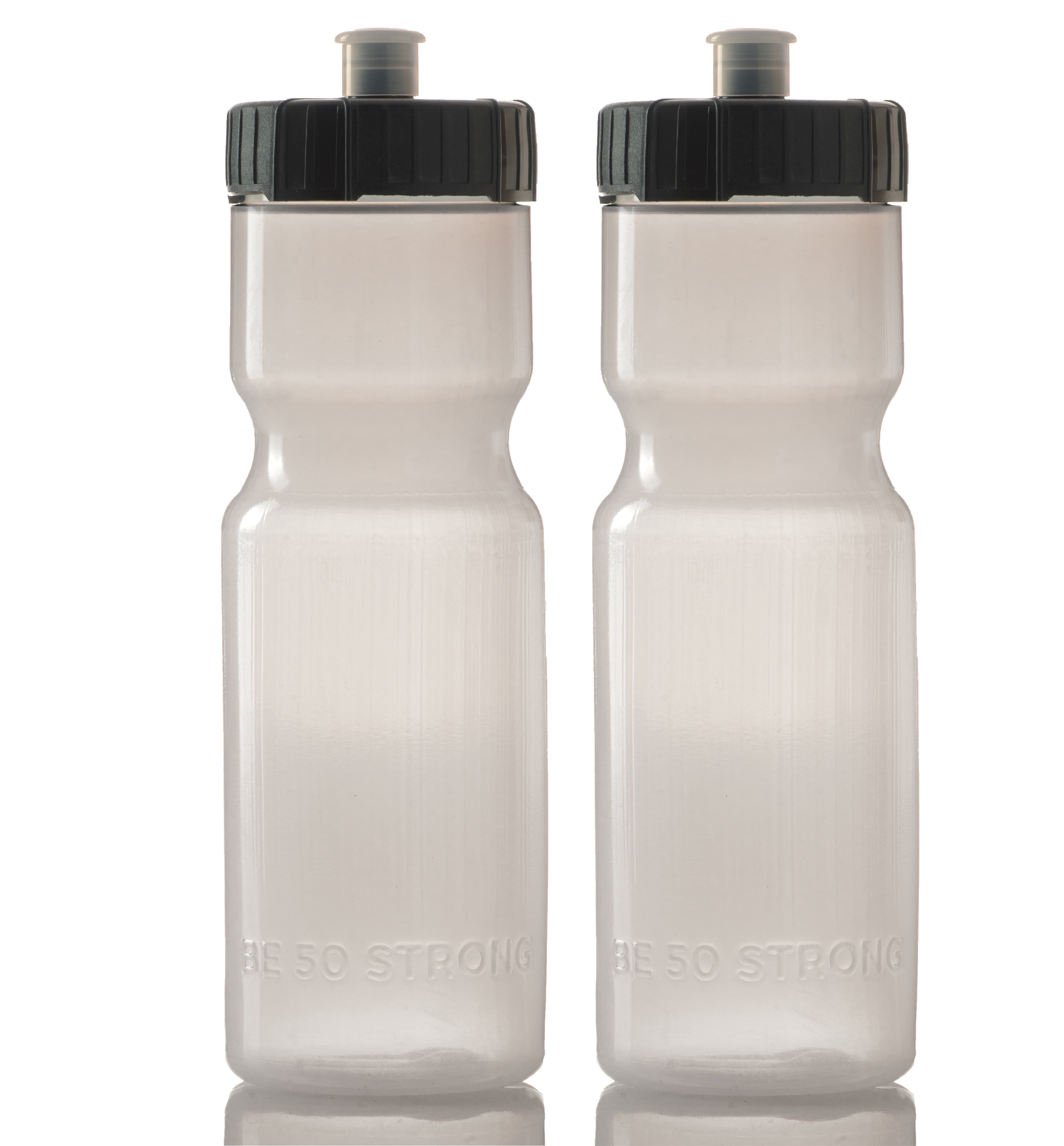 50 Strong Sports Squeeze Water Bottle Two Pack - 22 oz. Bottles - Easy Open  Push Pull Top Cap - BPA Free