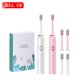 thumbnail image 2 of Nuevo cepillo de dientes eléctrico con vibración sónica para adultos, 5 velocidades, 7 niveles, resistente al agua, carga USB, 2 cabezales de cepillo, pelo suave, pareja, 2 of 5
