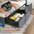 thumbnail image 5 of LED Bed Frame Full Size with 4 Storage Drawers + 2 USB Ports and Outlets, Adjustable Upholstered Headboard, Solid Wooden Slat Support, No Box Spring Needed(Dark Grey-Full), 5 of 7