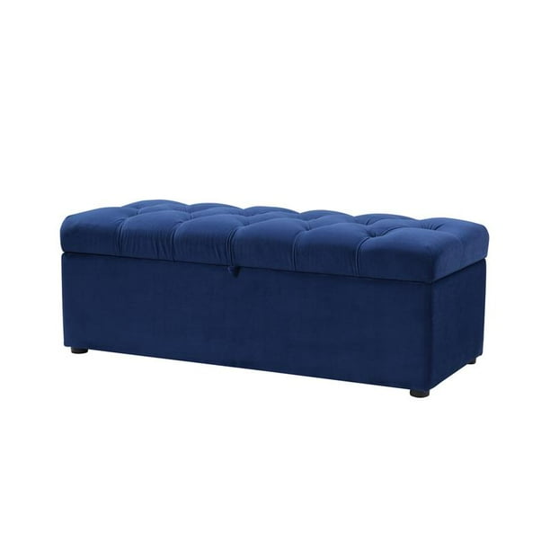 Brika Home Tufted Storage Bench in Navy Blue