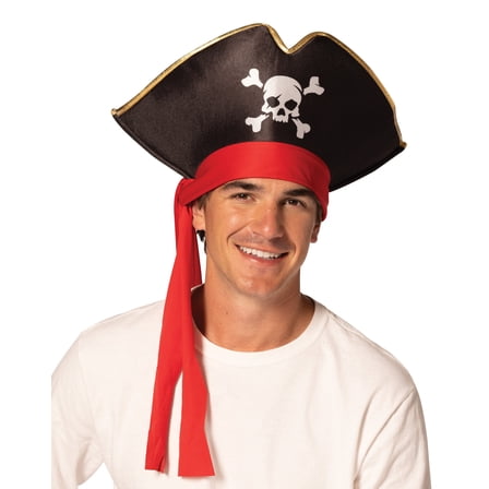 Rasta Imposta Ultimate Pirate Hat, Black Red, Adult One Size, R1327-OS