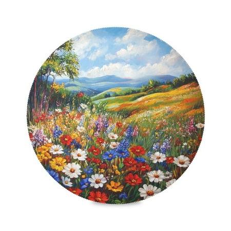 

Round Plate Mat 15.4x15.4 Inchesx6 Placemat Table Mat Kitchen Mat Coffee Mat Fabric Thick Strong Wear-Resistant Heat Resistance Beautiful Flower World