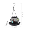 thumbnail image 3 of Butterfly Decorated Solar Bird Feeder, Black Mesh Hanging Seed Feeder with LED Light, Weatherproof Garden Decor for Wild Birds, 3 of 6
